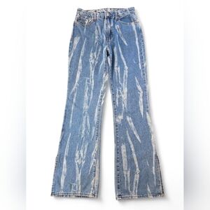 S.O.N.G. Bootcut Jeans Women’s Size 5/27 Bleach Wash Split Hem Retro 100% Cotton